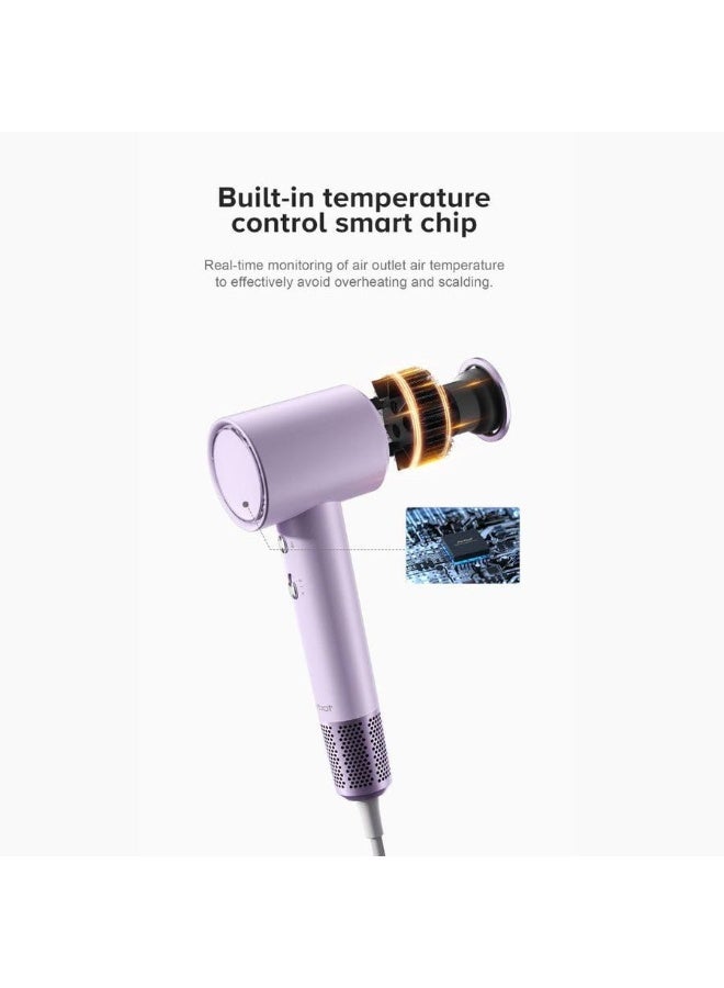 Airbot مجفف شعر عالي السرعة مع 200 مليون أيون سالب، حلقة LED RGB، ضوضاء منخفضة، سرعتين، مناسب للسفر وتصميم أنيق - Image 2